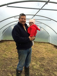 Aisling and I in the polytunnel