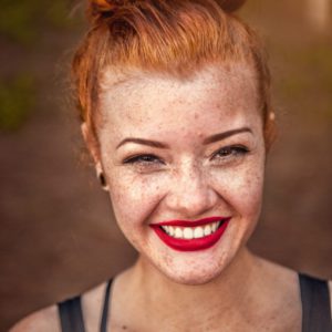happy smiling redhead woman